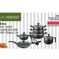 The Harvest Non Stick Induction  Base 15 Pcs Cookware Set (BLACK)