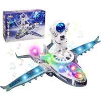 FunBlast Transparent Electric Airplane for Kids, 360° Rotating Universal Wheel Bump and Go Toys for Kids