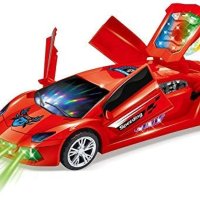 Jaini Super Car Dream 360 Degree Rotating Car with 3D Projector Flashing Light and Open Door Music Automatic Steering Electric Toy for 2-5 Years Kids