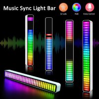2X Smart LED Light Bars,RGB Music Level Indicator Light USB Voice Sound Control Audio,32 Bit for Car Gaming,PC,TV,Black