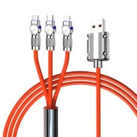 Silicone USBCablePd120W Fast ChargingCable 180 Degree DataUSB 3 in 1 DataCable