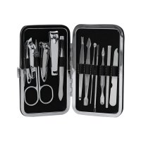12PCs/Set Manicure Pedicure Scissor Tweezer Knife Ear Pick Utility Nail Clipper Kit Stainless Steel Nail Care Tool Kit with Case