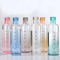 500ml Bottles With Time Marker H2O Fridge Water Bottle With Cap, Leak Proof & Airtight Lid (Pack of 1)
