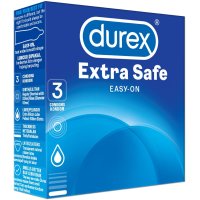 Durex Condoms Extra Safe 3'S, Extra Lubricated Slightly Thicker Easy-On Shape For Greater Comfort