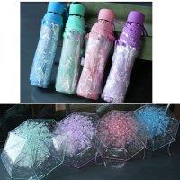 1X Transparent 3-Fold Imported Umbrella