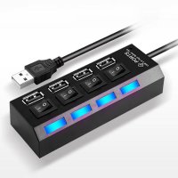 4 Port USB 2.0 High-speed Mini USB Hub adapter With LED Indicator USB Splitter With Separate ON/OFF Switch