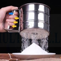 Mekta Flour Sieve Cup Strainer, Flour Strainer Fine Mesh Flour Sieve with Upper and Lower Lid Hand Flour Sieve
