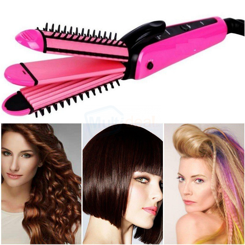 Buy Hair Iron Nova 3 In 1 Multifunction Perfect Curl and Straightener Hair  Iron for Women NHC 8890 for best price, Sri Lanka