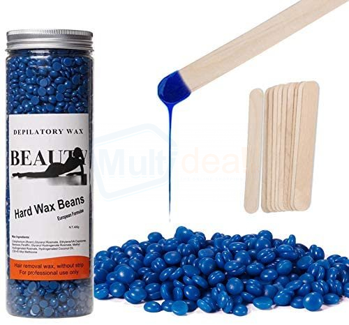 Buy Hard Wax Beans for Hair Removal Natural Jelly Blue Painless Wax Beans  Kit (400g) for best price, Sri Lanka