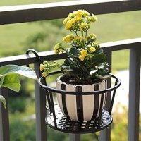 1x Metal Hanging Plant Pots, Fence Hanging Plan-ters, Iron Balcony Planter Pots