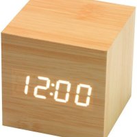 Wooden cube alarm digital clock