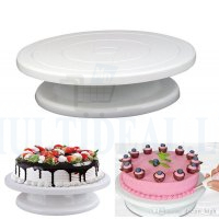 White 28CM Plastic Cake Turntable Rotating Cake Decorating Stand