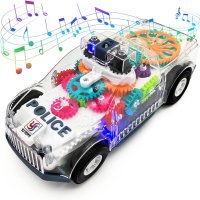 Tipmant Toddler Police Car Electric Car Toy Driving Transparent Gear Music Lamp Kids Gift