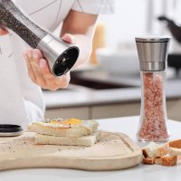 Stainless Steel Salt Pepper Grinder Tall Glass
