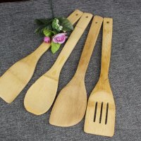 4pcs Bamboo Kitchen Tools Healthy and Purely Natural Wooden Spoon Spatula Set