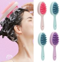 1 Pcs Head Scrubber Shampoo Brush Hair Scalp Massager Comb Wash Soft Silicone Bath