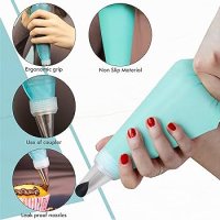 Silicone Piping Bags, 8 pcs Stainless Steel Nozzles Set with Coupler