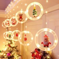 Christmas Window Curtain Hanging Lights, USB Powered with 10 Cute DIY Christmas Decor