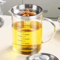Glass oil filter pot and measurement mug 1200ml