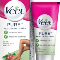 Veet Pure Hair Removal Cream for Women With No Ammonia Smell, Dry Skin - 50g | Suitable for Legs, Underarms, Bikini Line, Arms