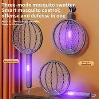 Electric Mosquito Swatter: Foldable USB Rechargeable Fly Killer Zapper with UV Light