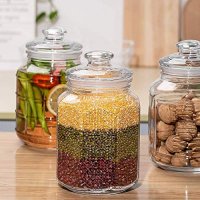1X Glass Jar Big Size 2000ML Airtight Lid Glass Pickle Storage Jars & Containers For Kitchen