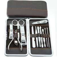 12 pcs Stainless Steel Nail Care Manicure Pedicure Set Personal Travel Grooming Kit Clippers