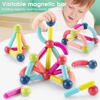 36 pcs Colorful Magnetic Sticks and Balls Sets 3D Construction Building Blocks Magnet Stacking Toys Learning Preschool Educational Toys Puzzle Games for Kids