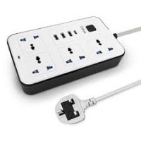 Universal Extension Cord with 4 Power Socket and 3 USB Slots 3 meter, 4 Way Power Strip with USB type C PD Charging slot, Extension Lead - White 3 meter
